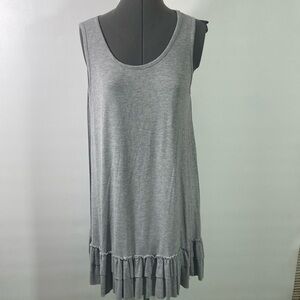 Christian Caliendo Dress Women Size Large Gray Sleeveless Loose Ruffle Hem U.S.A